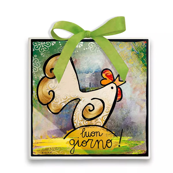 Formella quadrata in ceramica decorata Egan MIGLIORE AMICO - immagine 6